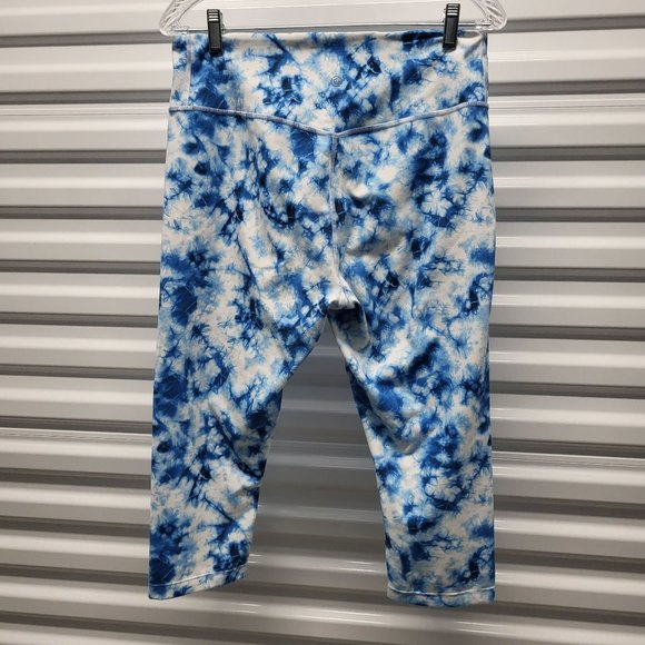 Core IO Women's Athletic Leggings, Blue/ White Watercolor, Large - Picture 4 of 8